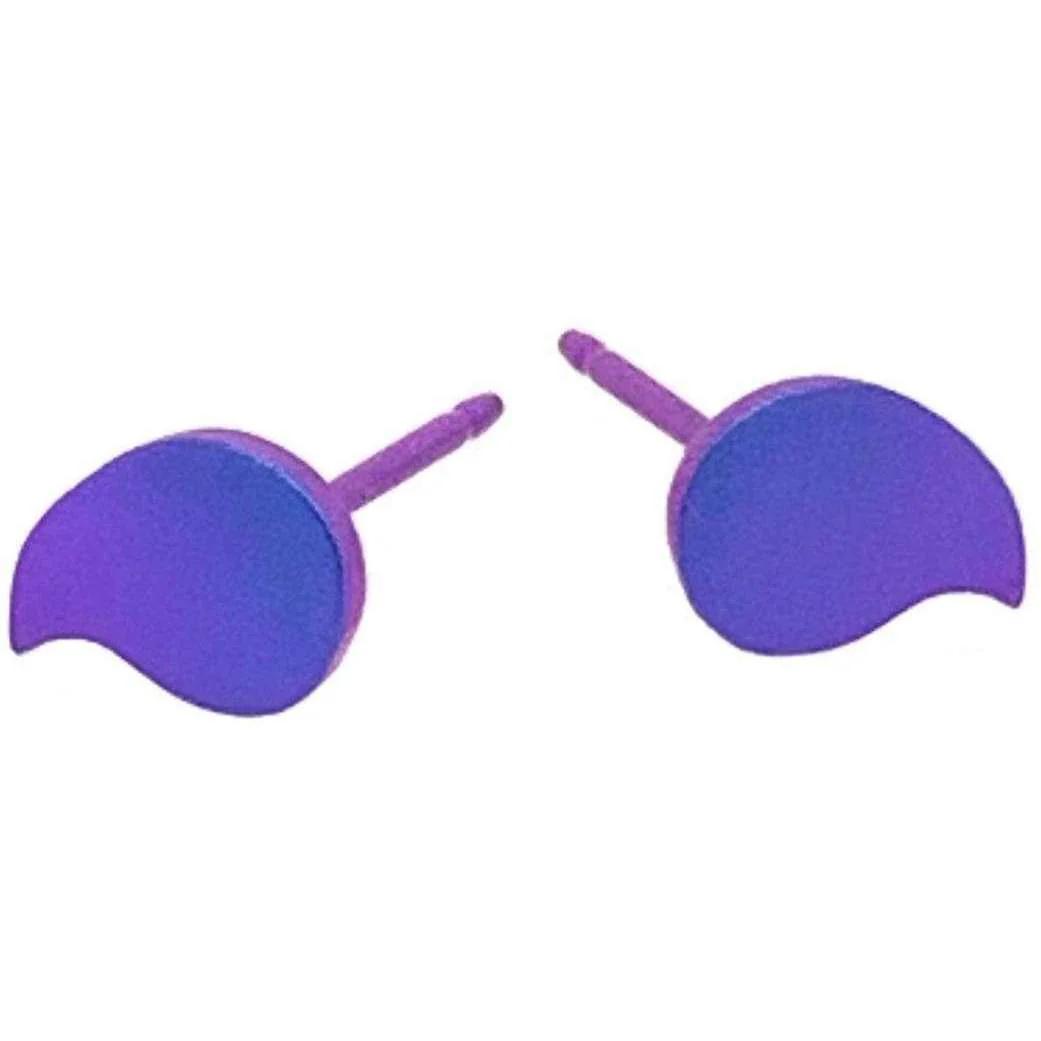 Ti2 Titanium Drop Shape 6mm Stud Earrings - Imperial Purple