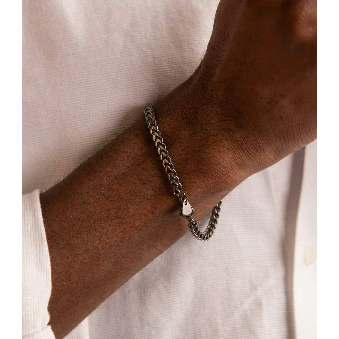 Ti2 Titanium Fine Square Wheat Bracelet - Silver - Image 3