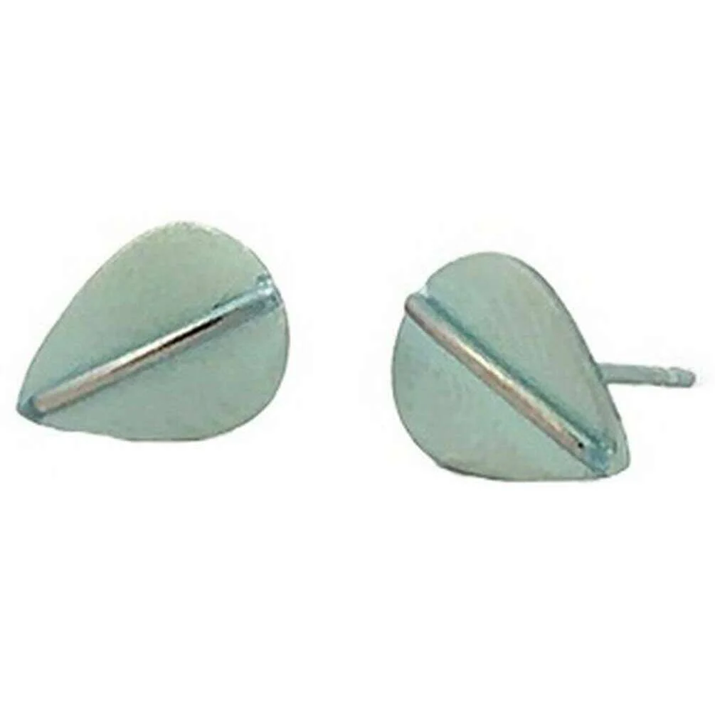 Ti2 Titanium Jungle Leaf Stud Earrings - Light Green