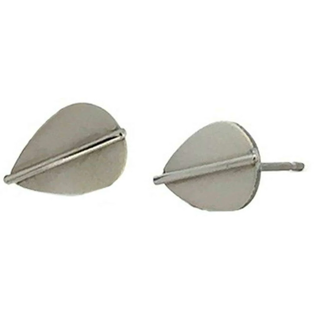 Ti2 Titanium Jungle Leaf Stud Earrings - Natural Silver