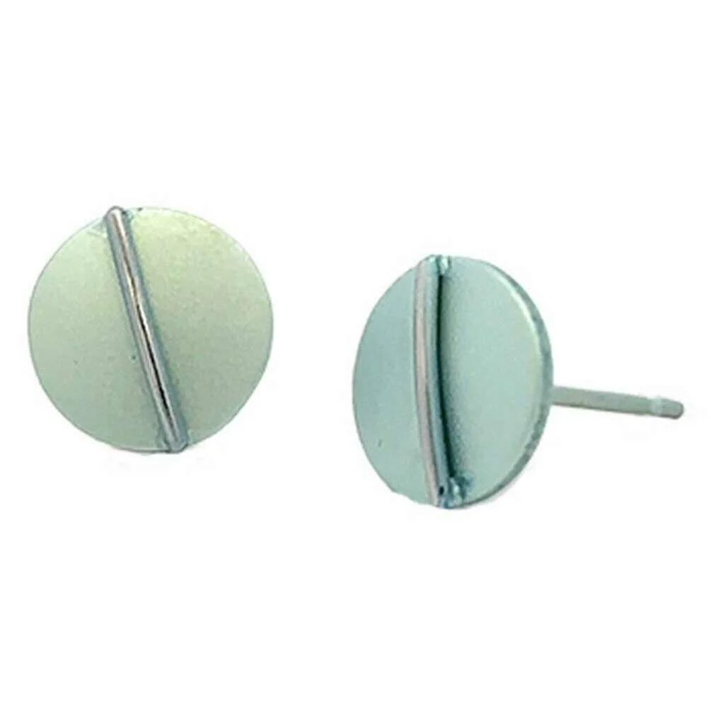 Ti2 Titanium Jungle Round Stud Earrings - Light Green