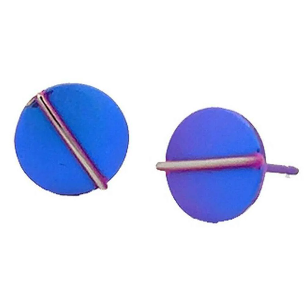 Ti2 Titanium Jungle Round Stud Earrings - Purple