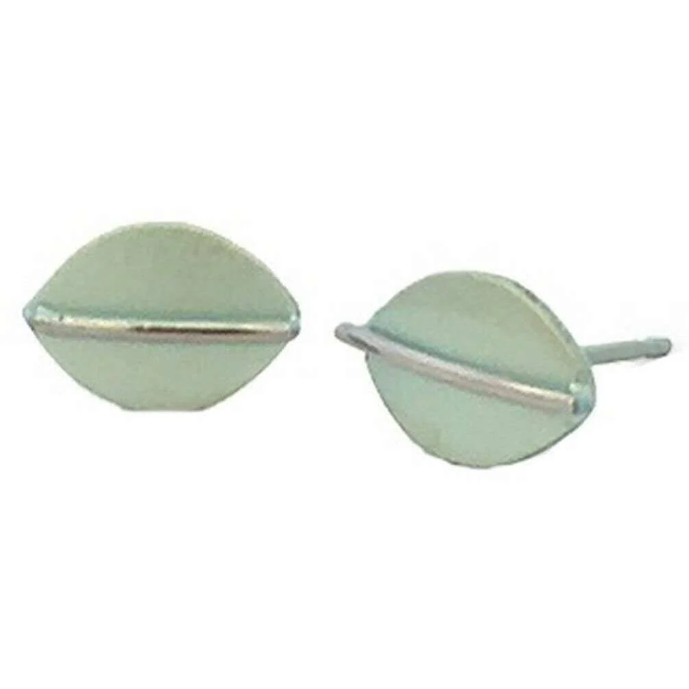 Ti2 Titanium Jungle Shield Stud Earrings - Light Green