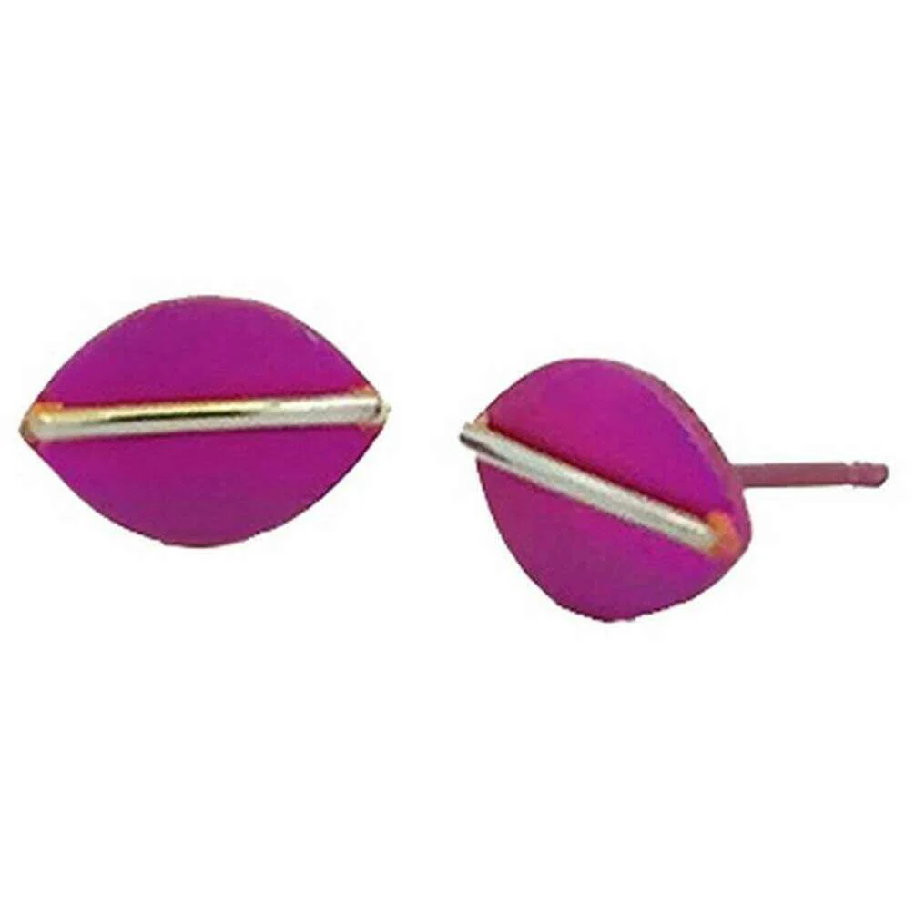 Ti2 Titanium Jungle Shield Stud Earrings - Pink