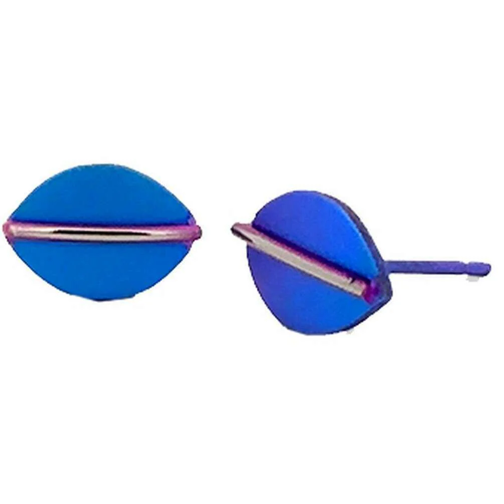 Ti2 Titanium Jungle Shield Stud Earrings - Purple