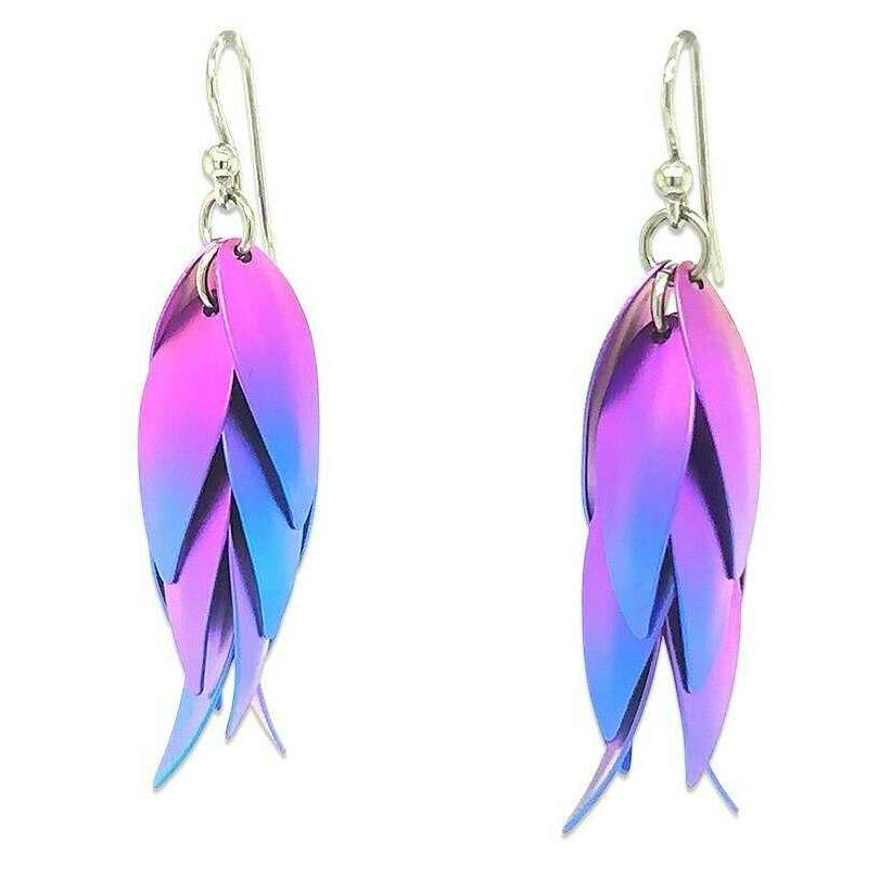 Ti2 Titanium Large Wild Orchid Drop Earrings - Pink
