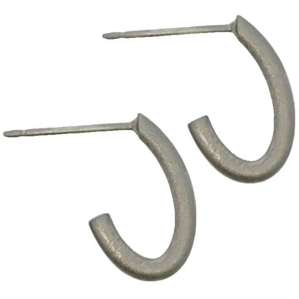 Ti2 Titanium Loop Stud Earrings - Natural Silver