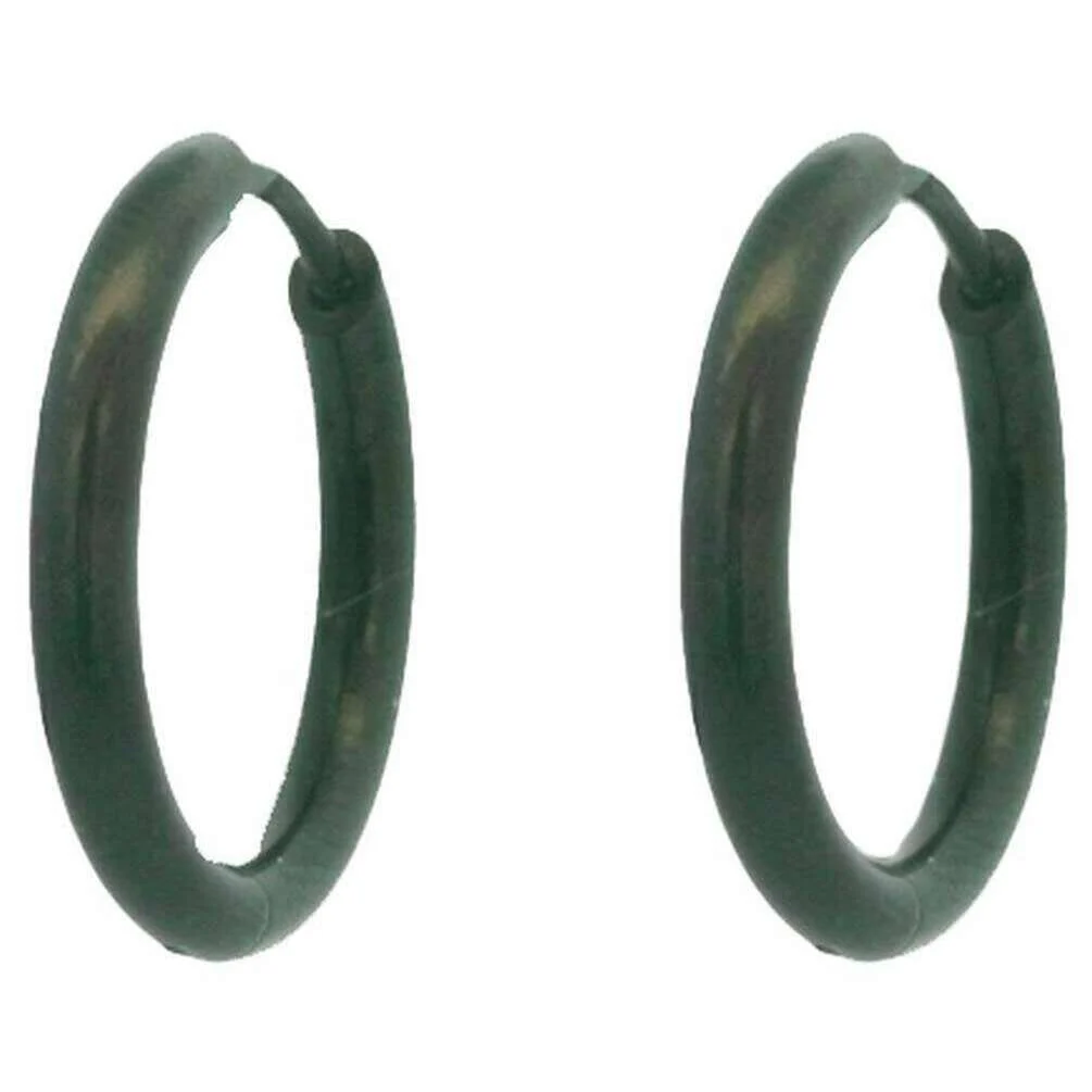 Ti2 Titanium Medium Round Hinged Hoop Earrings - Black