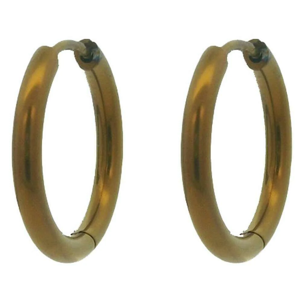 Ti2 Titanium Medium Round Hinged Hoop Earrings - Tan