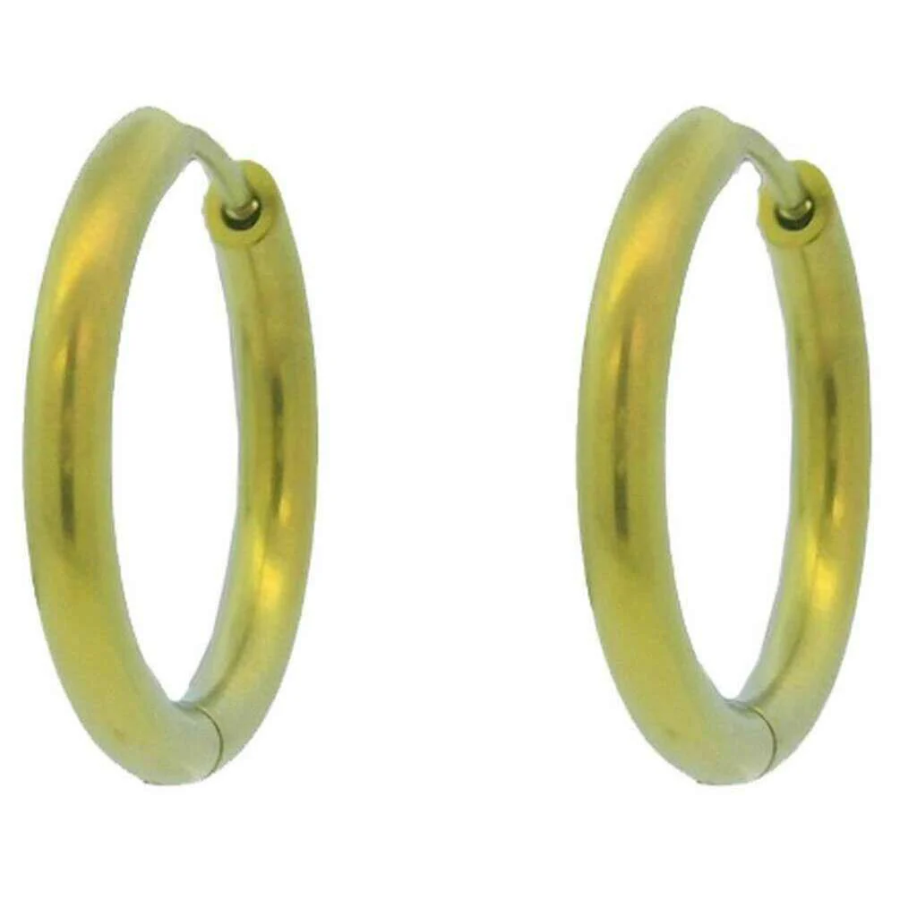 Ti2 Titanium Medium Round Hinged Hoop Earrings - Yellow