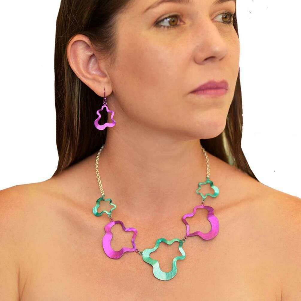 Ti2 Titanium Multi Splat Necklace - Pink/Kingfisher - Image 2