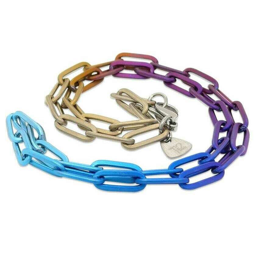 Ti2 Titanium Paperclip Chain - Blue