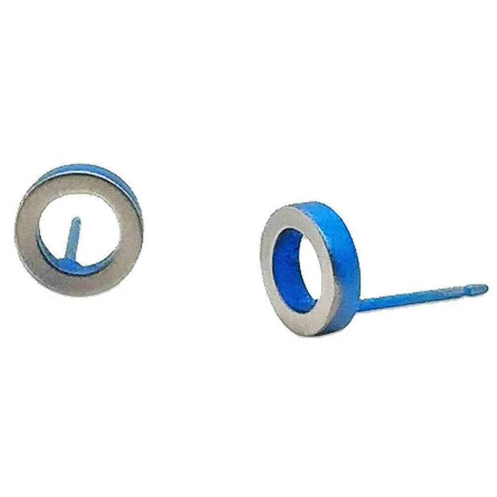 Ti2 Titanium Ringo Stud Earrings - Dark Blue