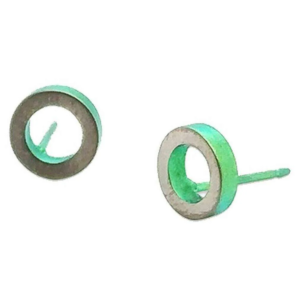 Ti2 Titanium Ringo Stud Earrings - Green