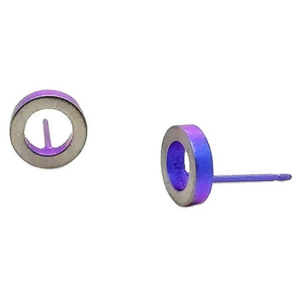 Ti2 Titanium Ringo Stud Earrings - Purple