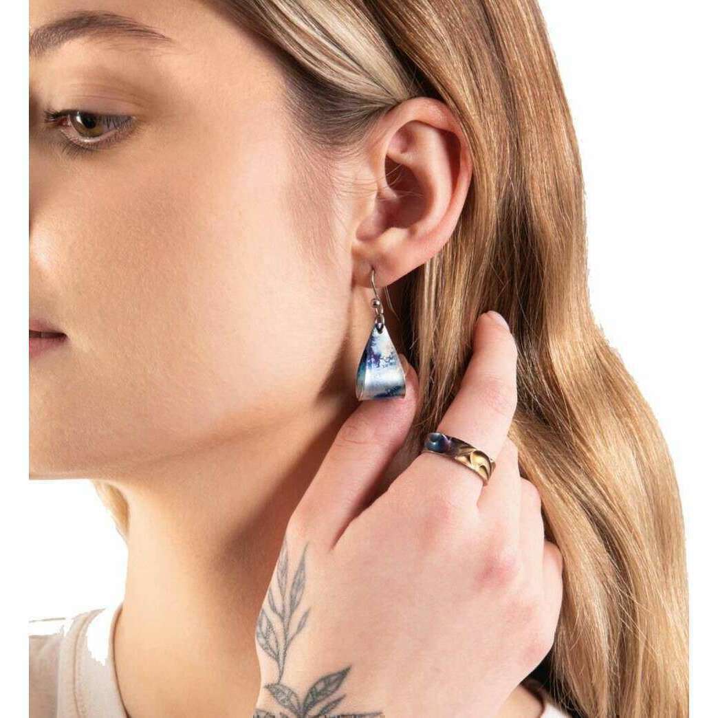Ti2 Titanium Small Denim Drop Earrings - Denim Blue - Image 3