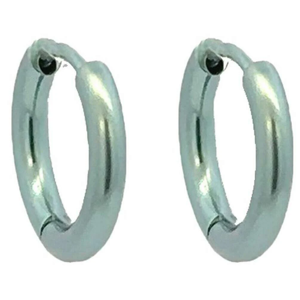 Ti2 Titanium Small Round Hinged Hoop Earrings - Light Green
