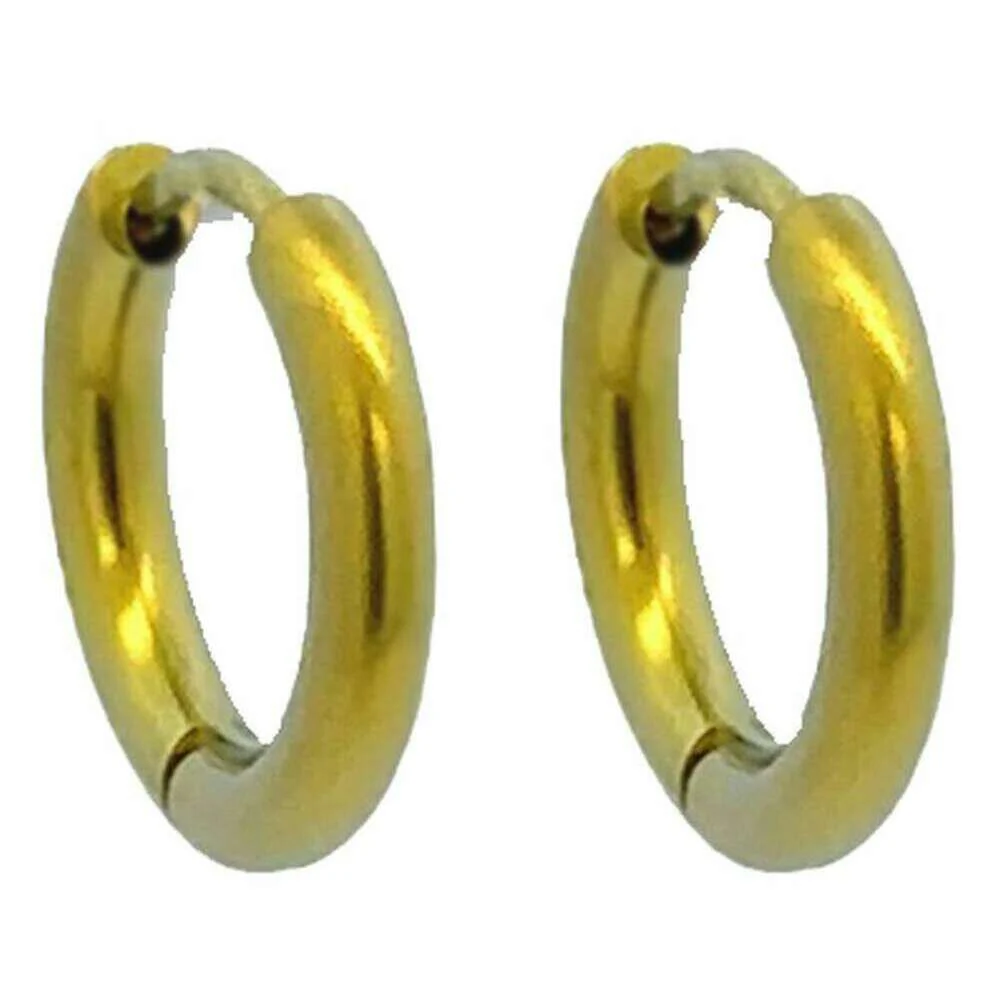Ti2 Titanium Small Round Hinged Hoop Earrings - Yellow