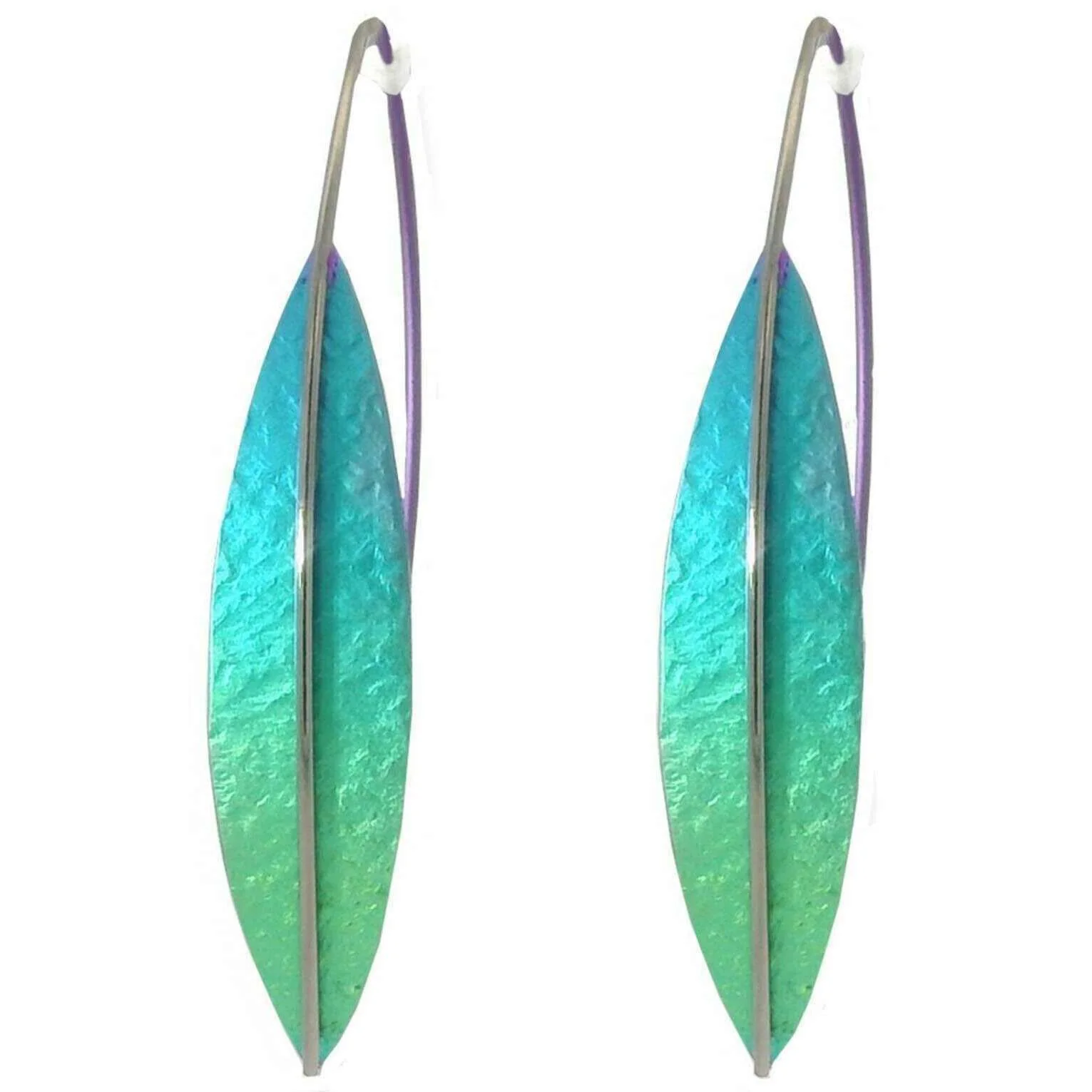 Ti2 Titanium Spear Drop Earrings - Green