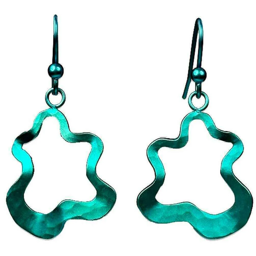 Ti2 Titanium Splat Drop Earrings - Kingfisher Blue