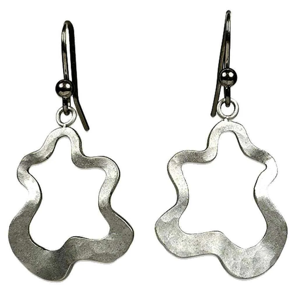 Ti2 Titanium Splat Drop Earrings - Natural Silver