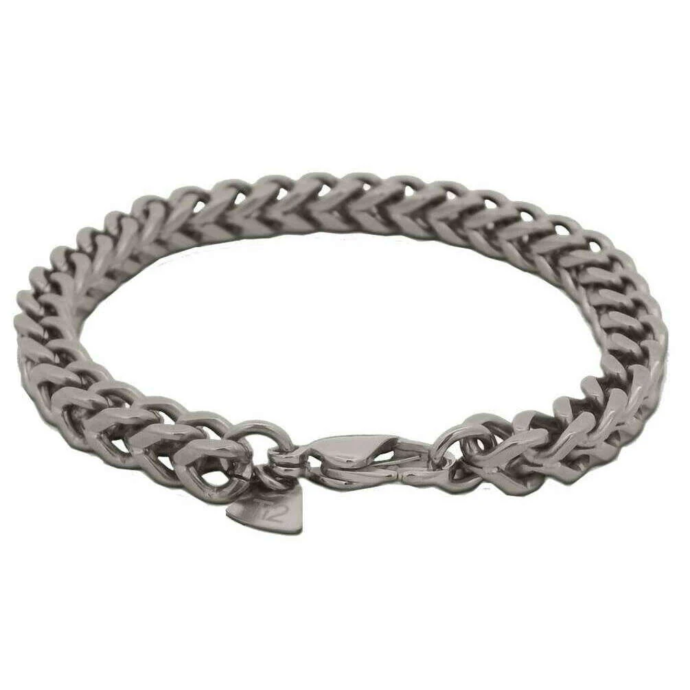 Ti2 Titanium Square Wheat Bracelet - Silver