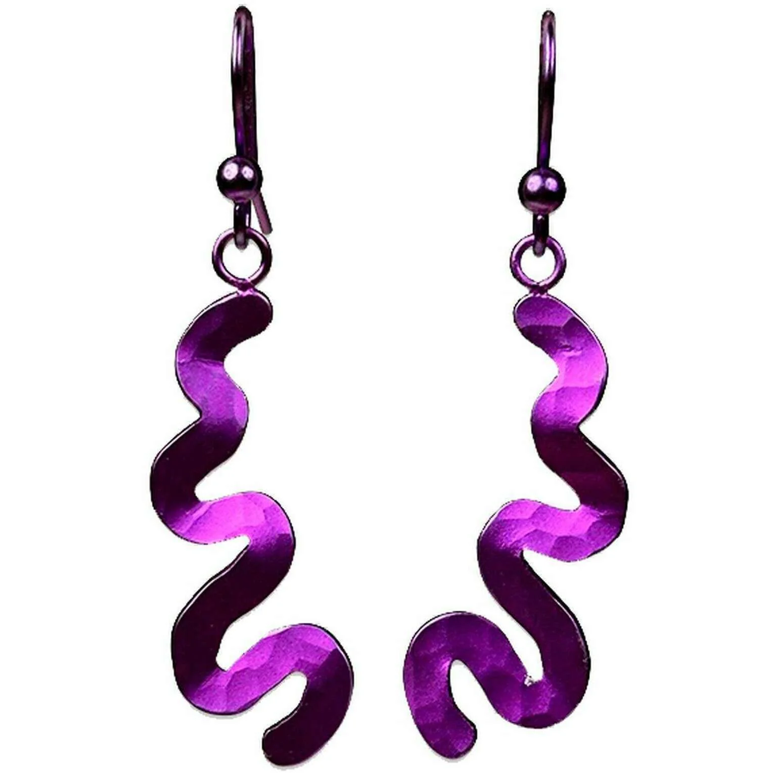 Ti2 Titanium Squiggle Drop Earrings - Pink