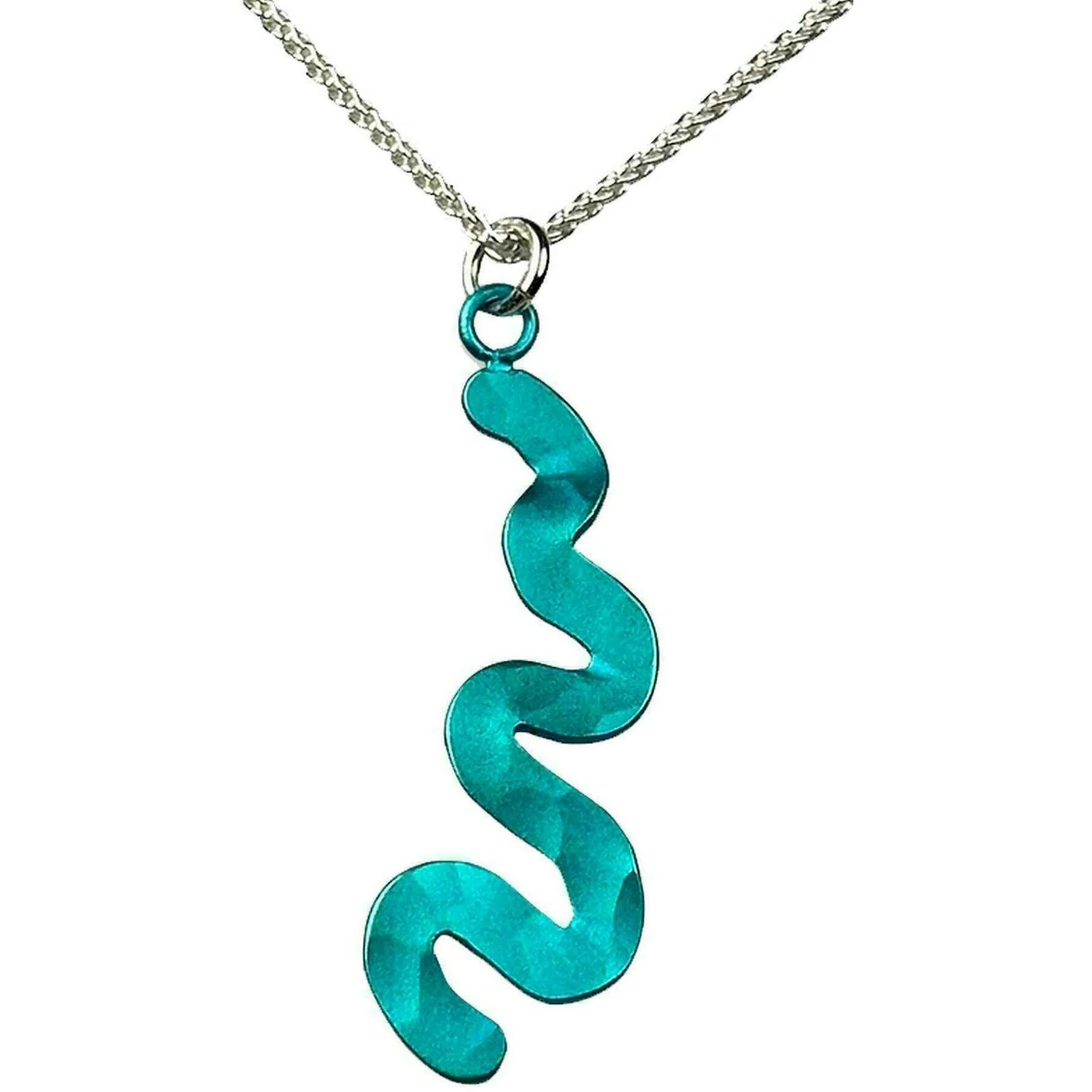 Ti2 Titanium Squiggle Pendant - Kingfisher Blue