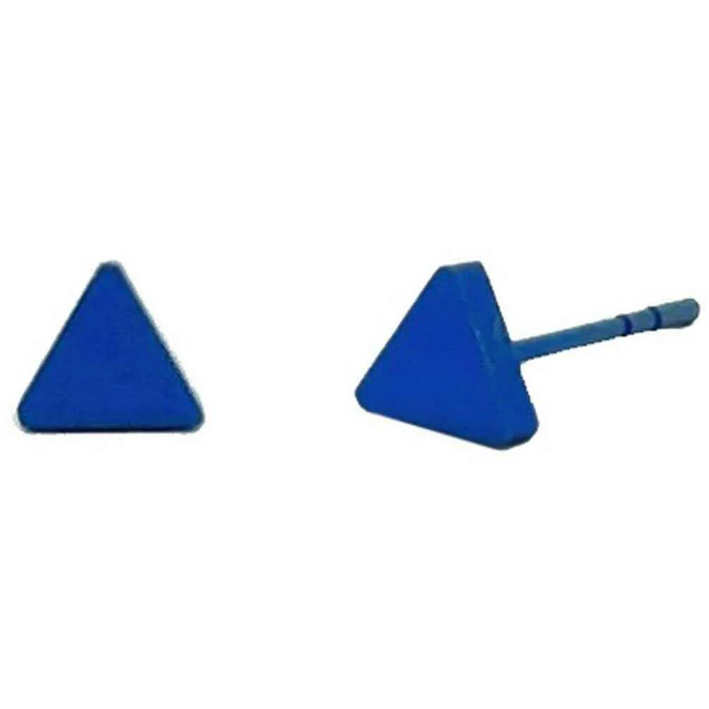 Ti2 Titanium Triangle Stud Earrings - Dark Blue