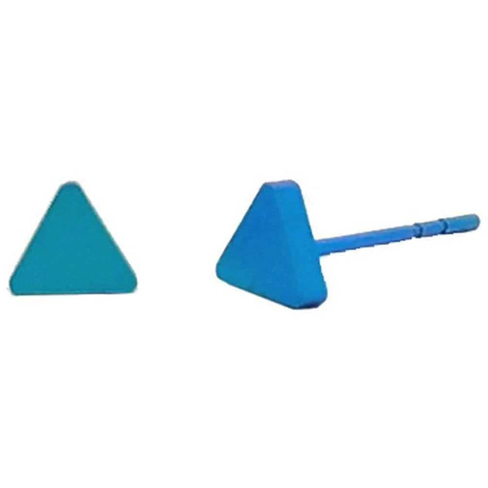 Ti2 Titanium Triangle Stud Earrings - Kingfisher Blue