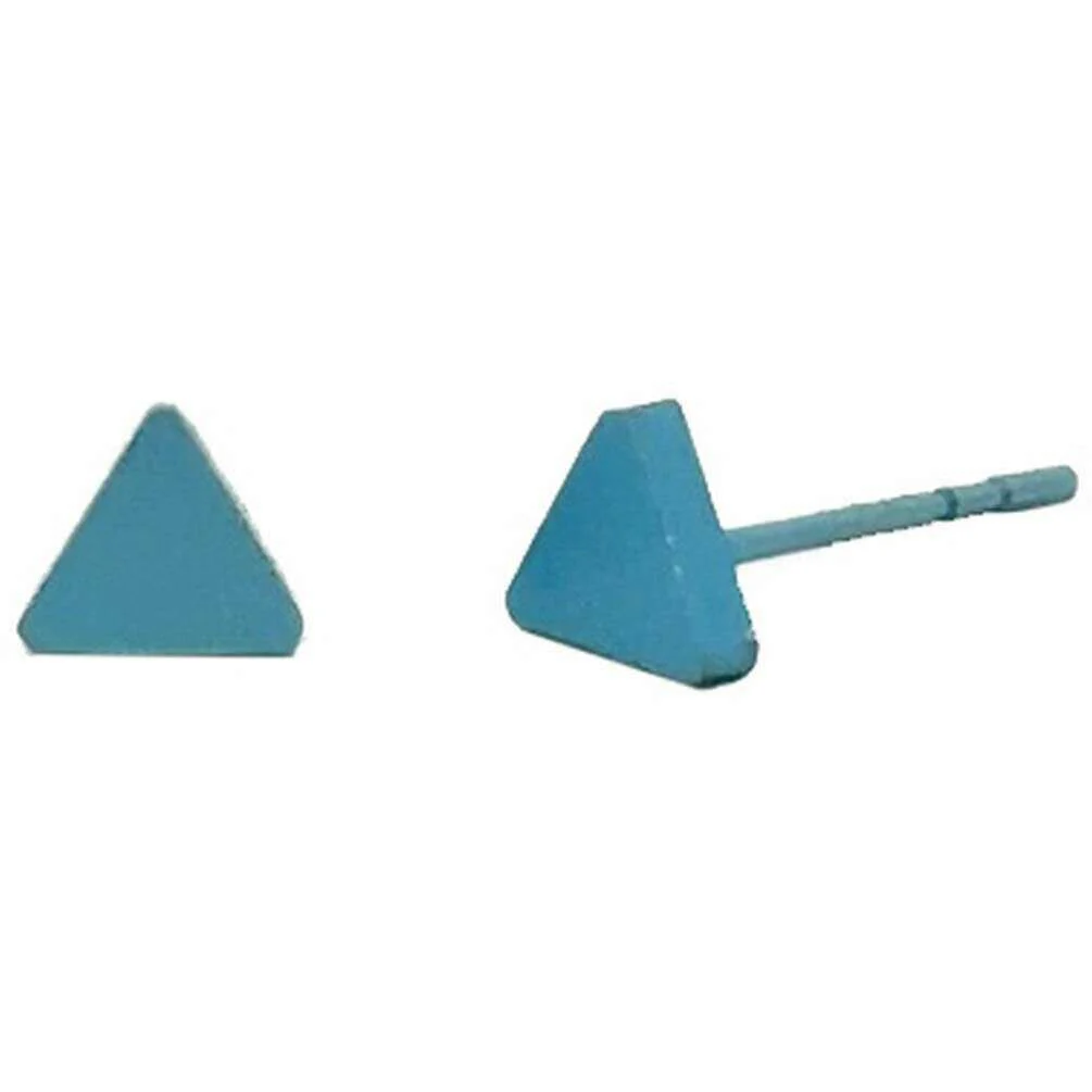 Ti2 Titanium Triangle Stud Earrings - Light Blue