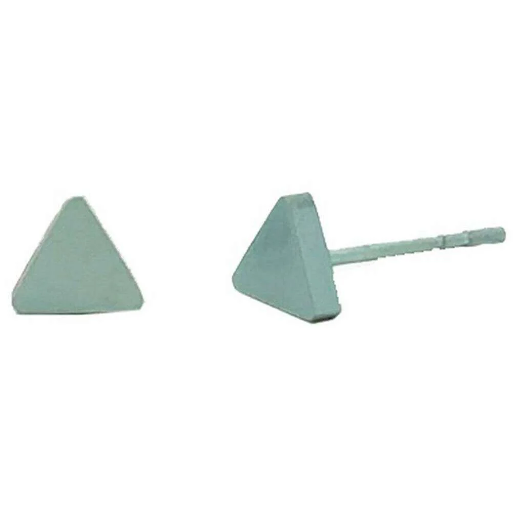 Ti2 Titanium Triangle Stud Earrings - Light Green