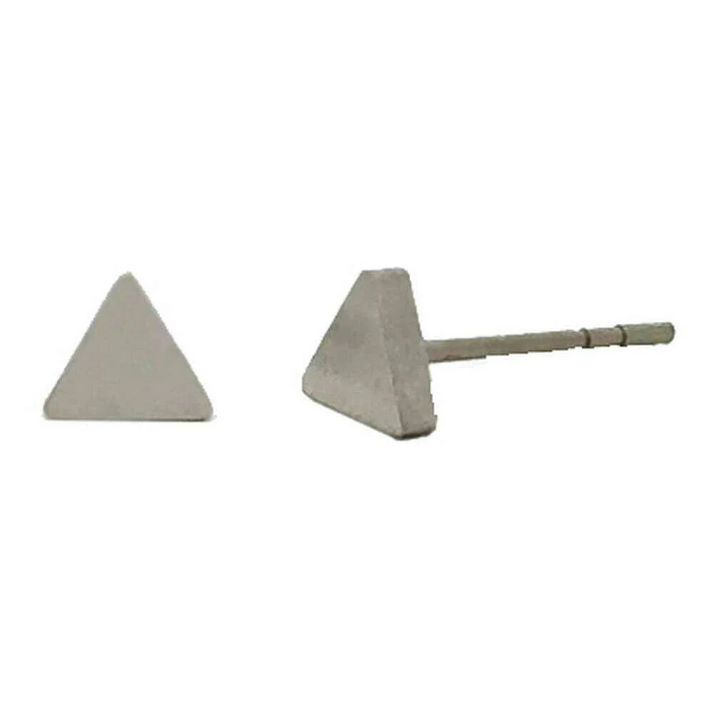 Ti2 Titanium Triangle Stud Earrings - Natural Silver