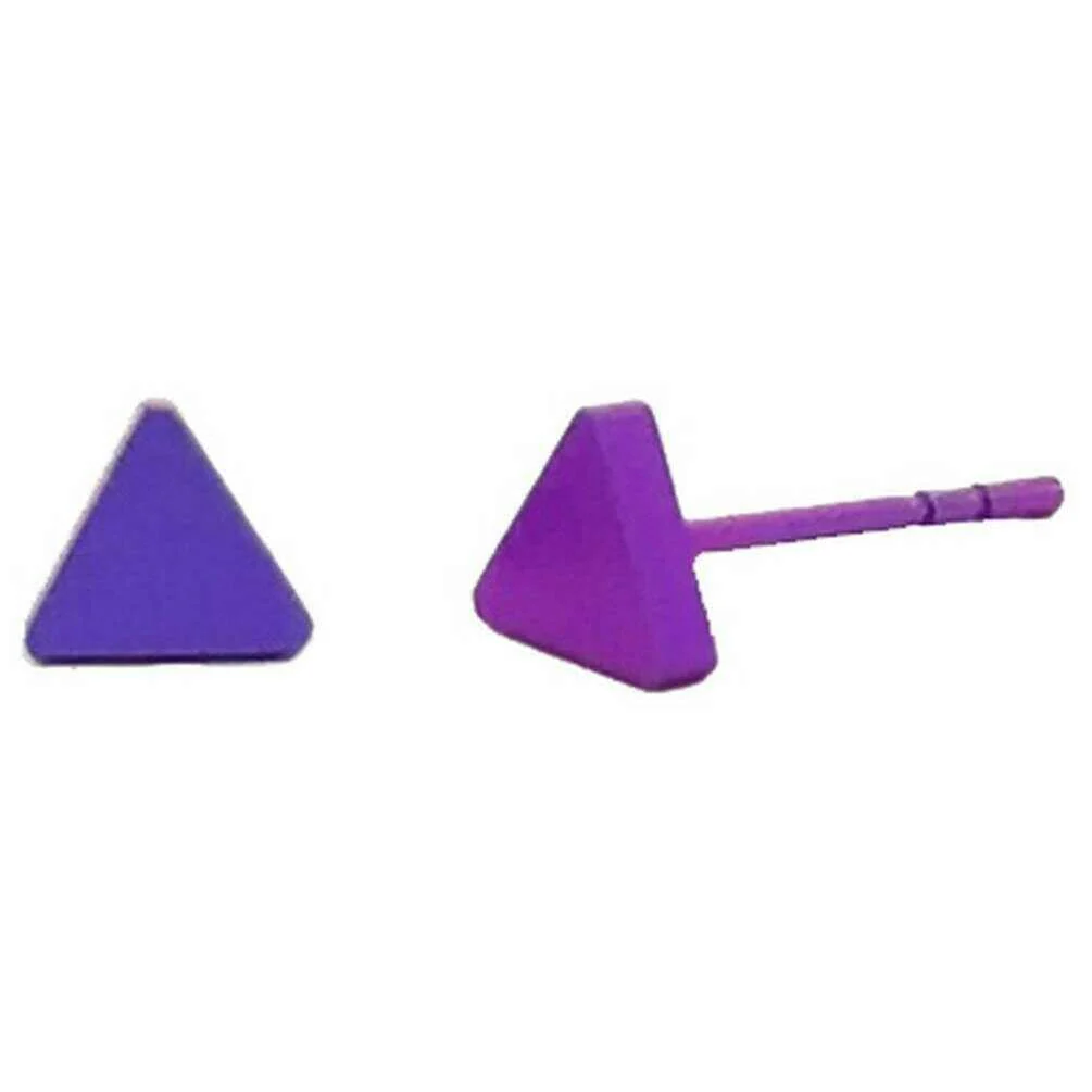 Ti2 Titanium Triangle Stud Earrings - Purple