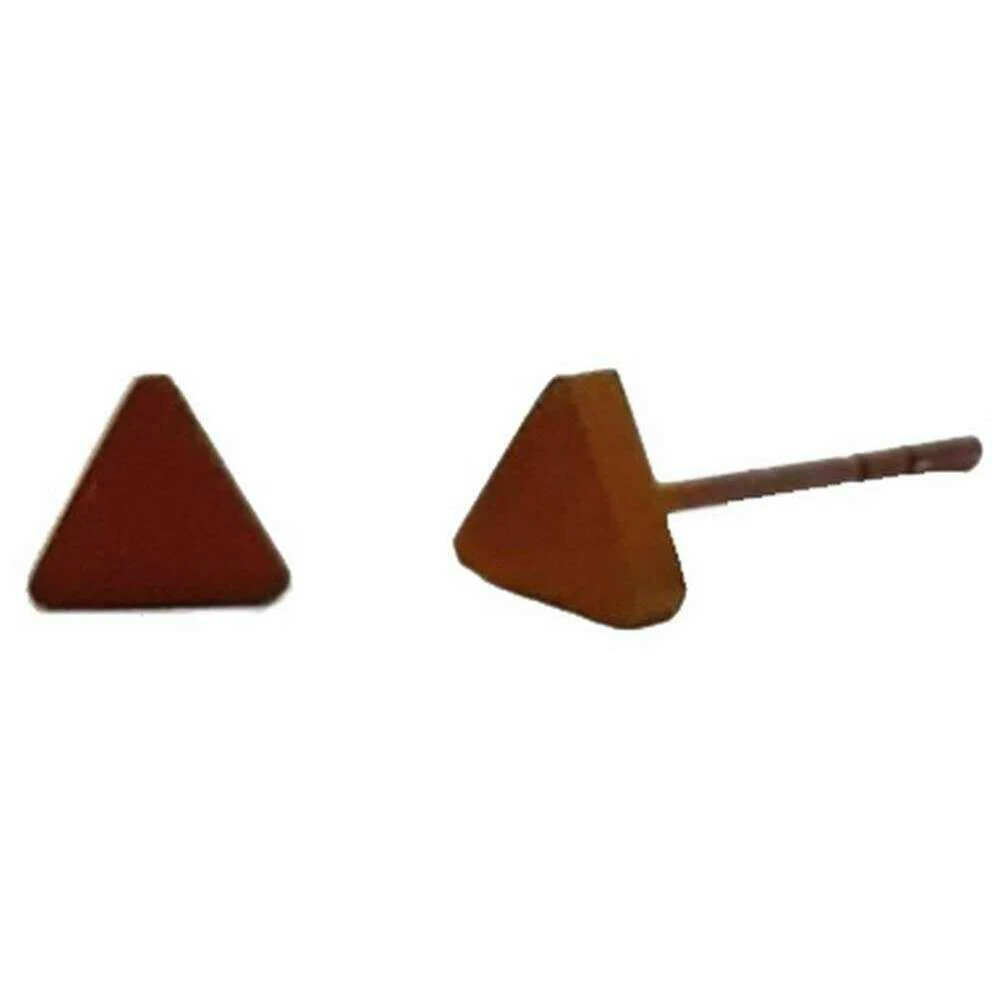 Ti2 Titanium Triangle Stud Earrings - Tan