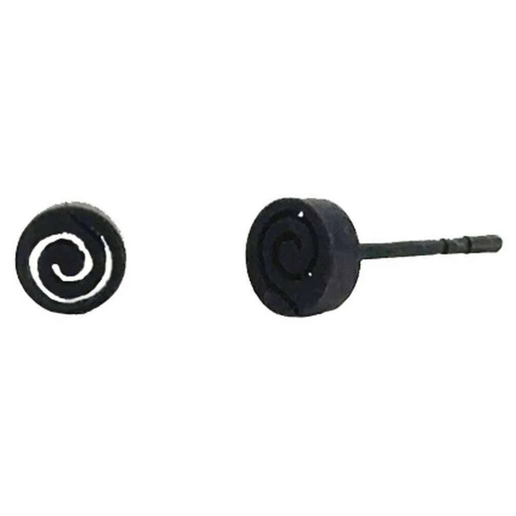 Ti2 Titanium Whirlpool Stud Earrings - Black