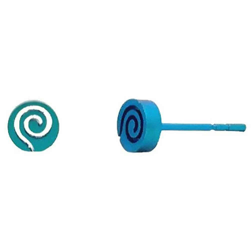 Ti2 Titanium Whirlpool Stud Earrings - Light Blue