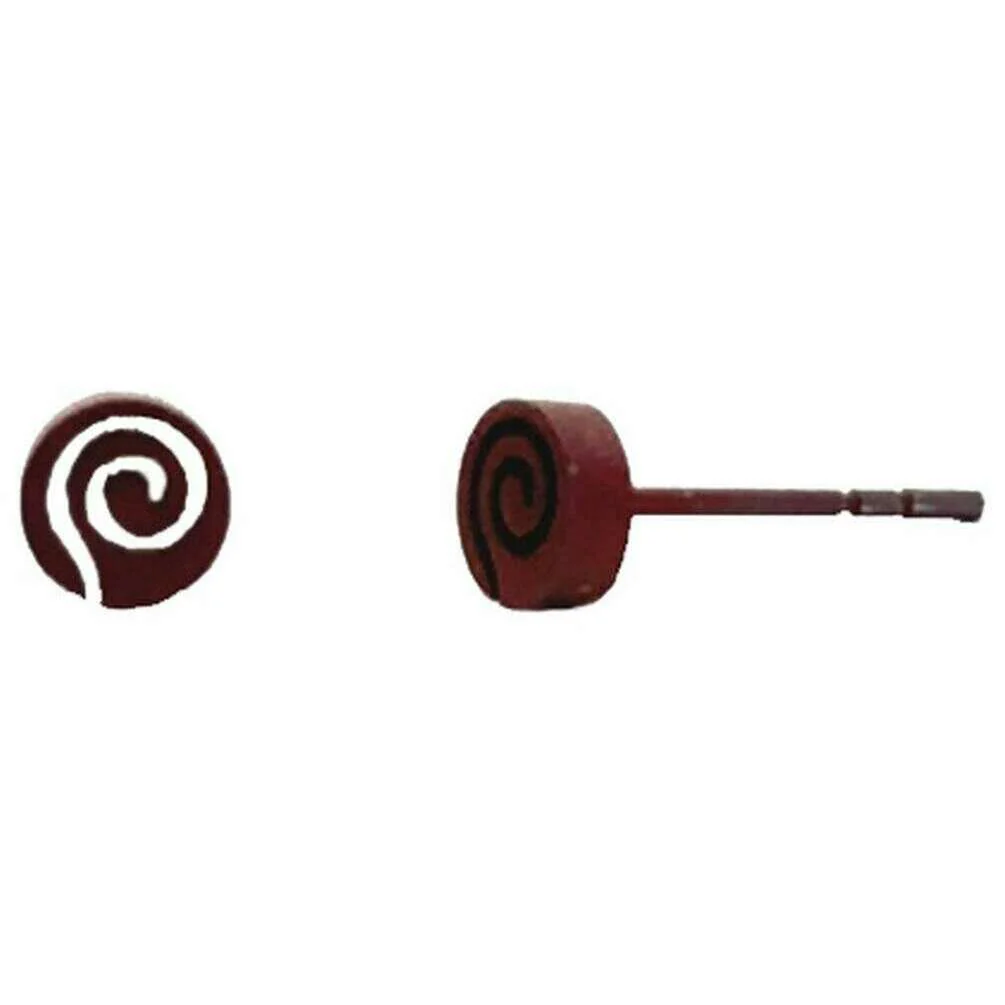 Ti2 Titanium Whirlpool Stud Earrings - Mulberry Burgundy