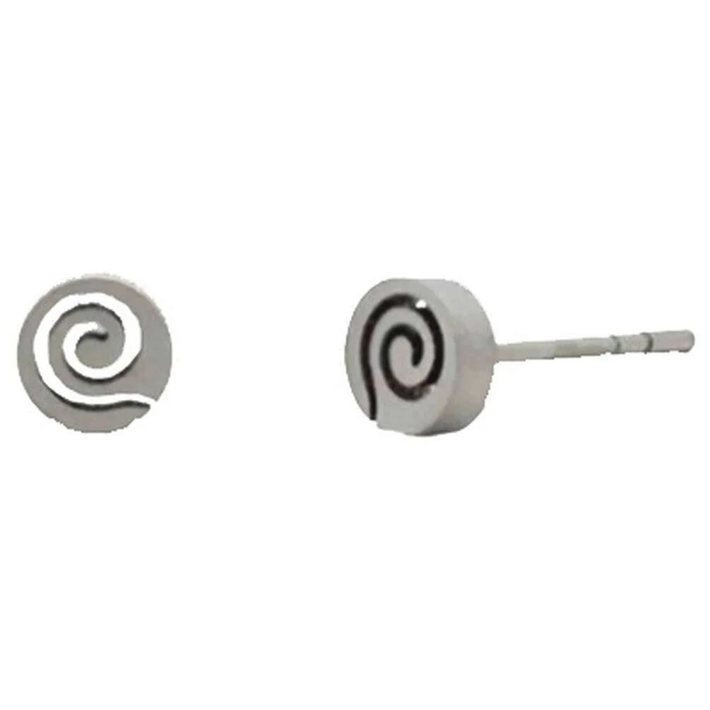 Ti2 Titanium Whirlpool Stud Earrings - Natural Silver