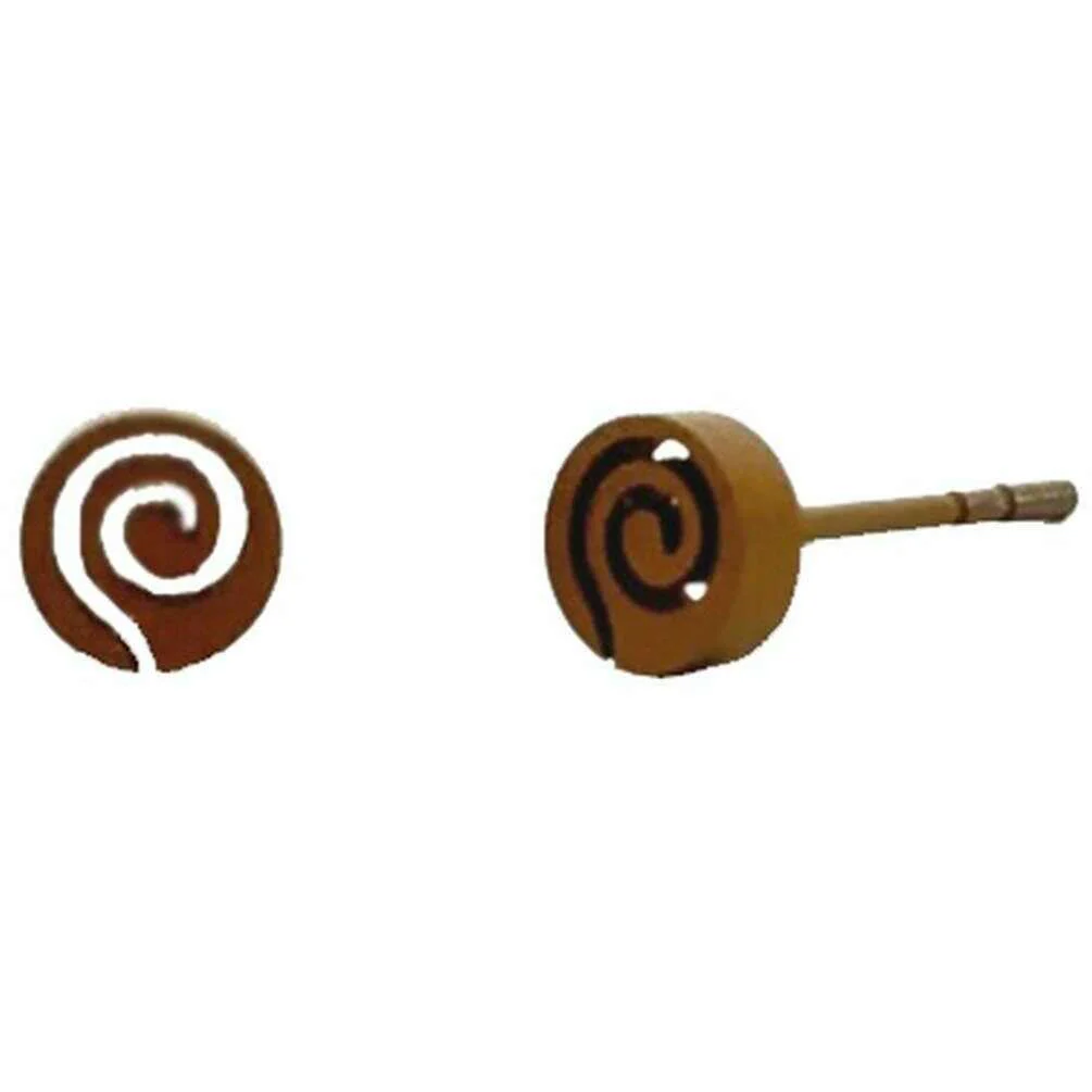Ti2 Titanium Whirlpool Stud Earrings - Tan