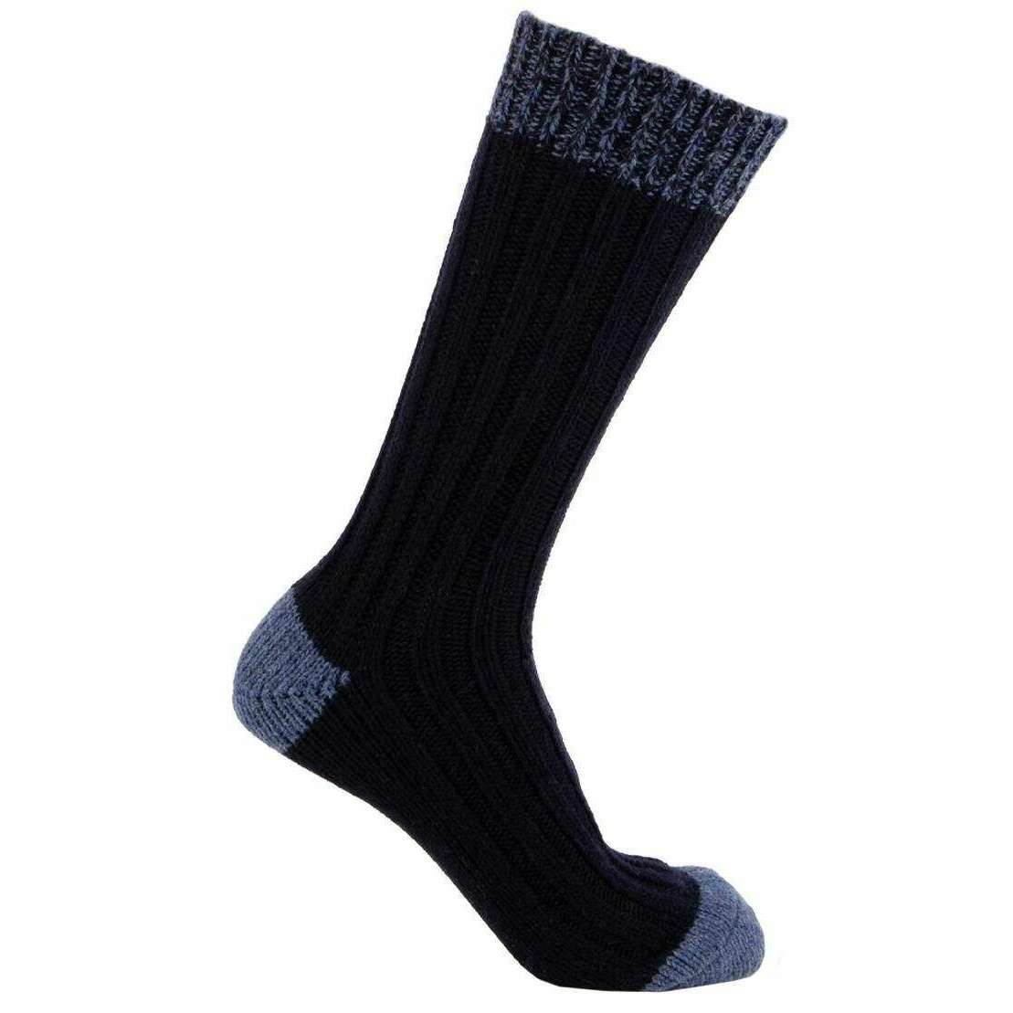 Totes Toasties 2 Pack Chunky Twist Wool Blend Boot Socks - Navy/Grey - Image 2