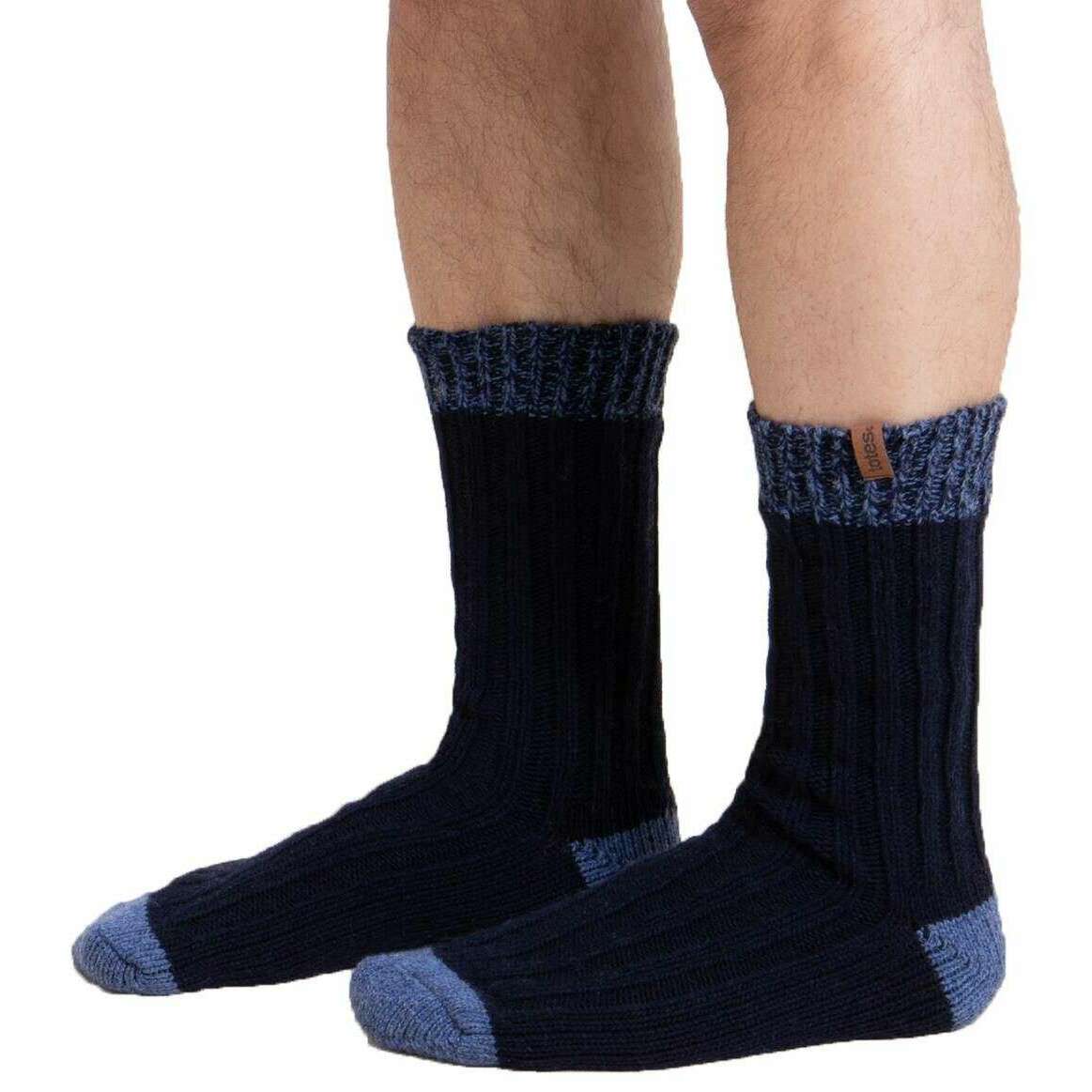 Totes Toasties 2 Pack Chunky Twist Wool Blend Boot Socks - Navy/Grey - Image 4