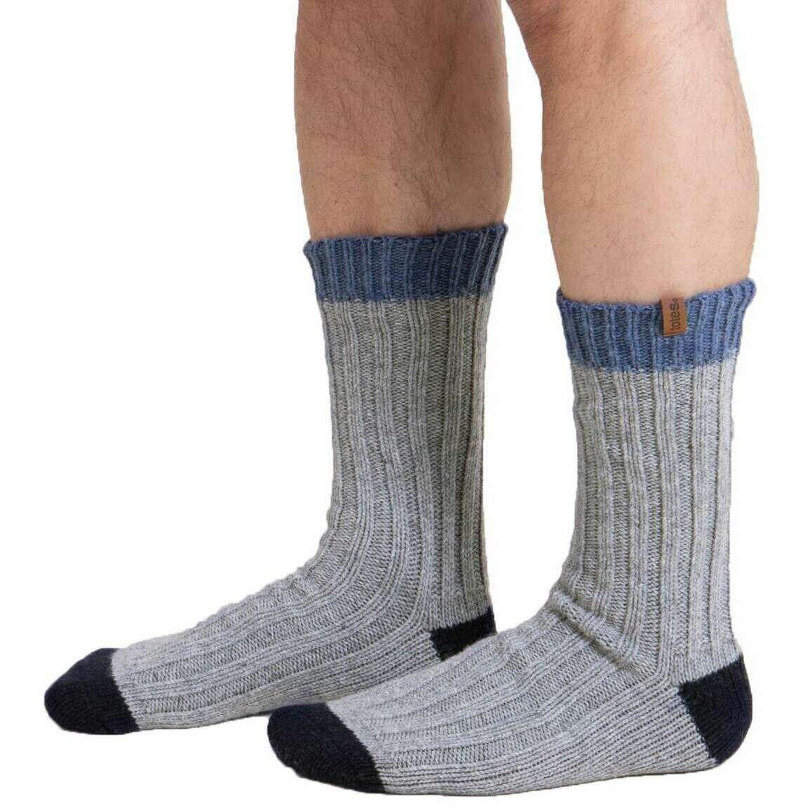 Totes Toasties 2 Pack Chunky Twist Wool Blend Boot Socks - Navy/Grey - Image 5