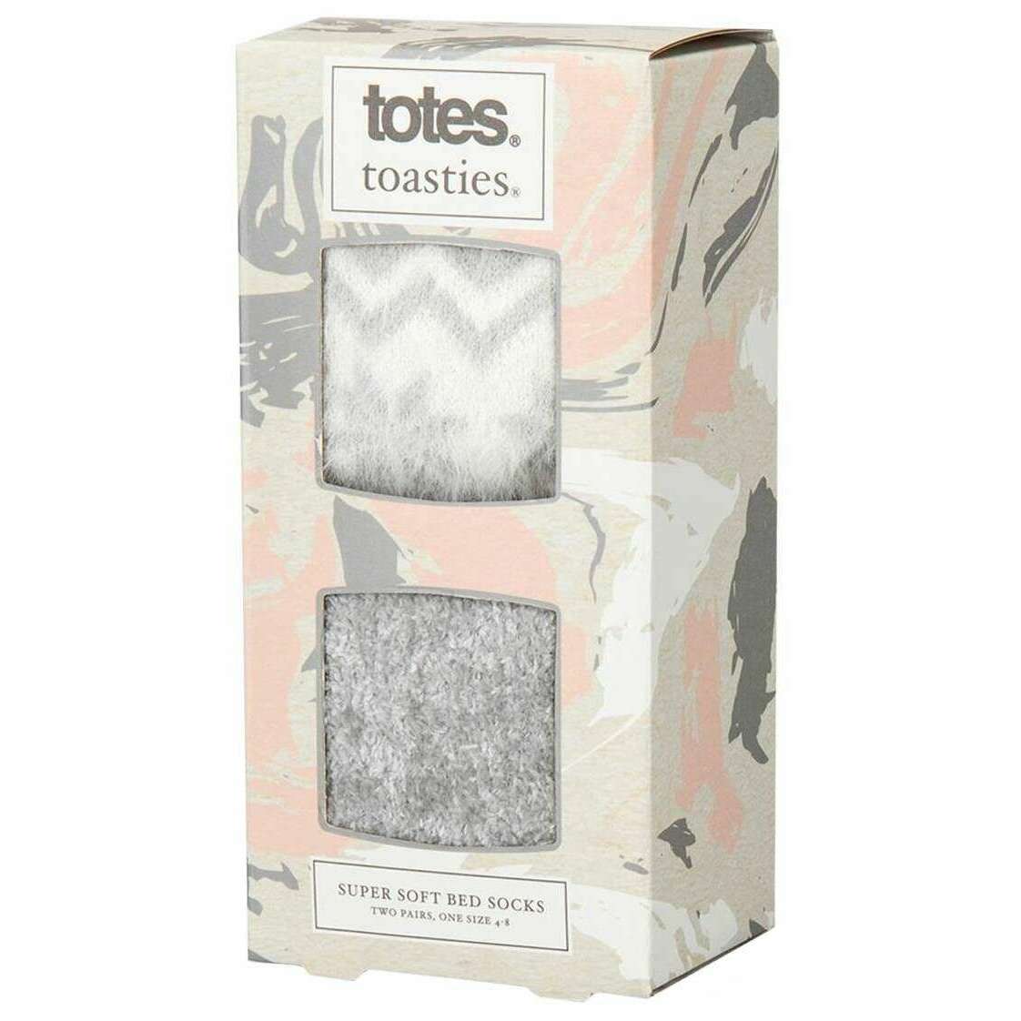 Totes Toasties 2 Pack Fair Isle and Chenille Supersoft Bed Socks - Grey/White - Image 6