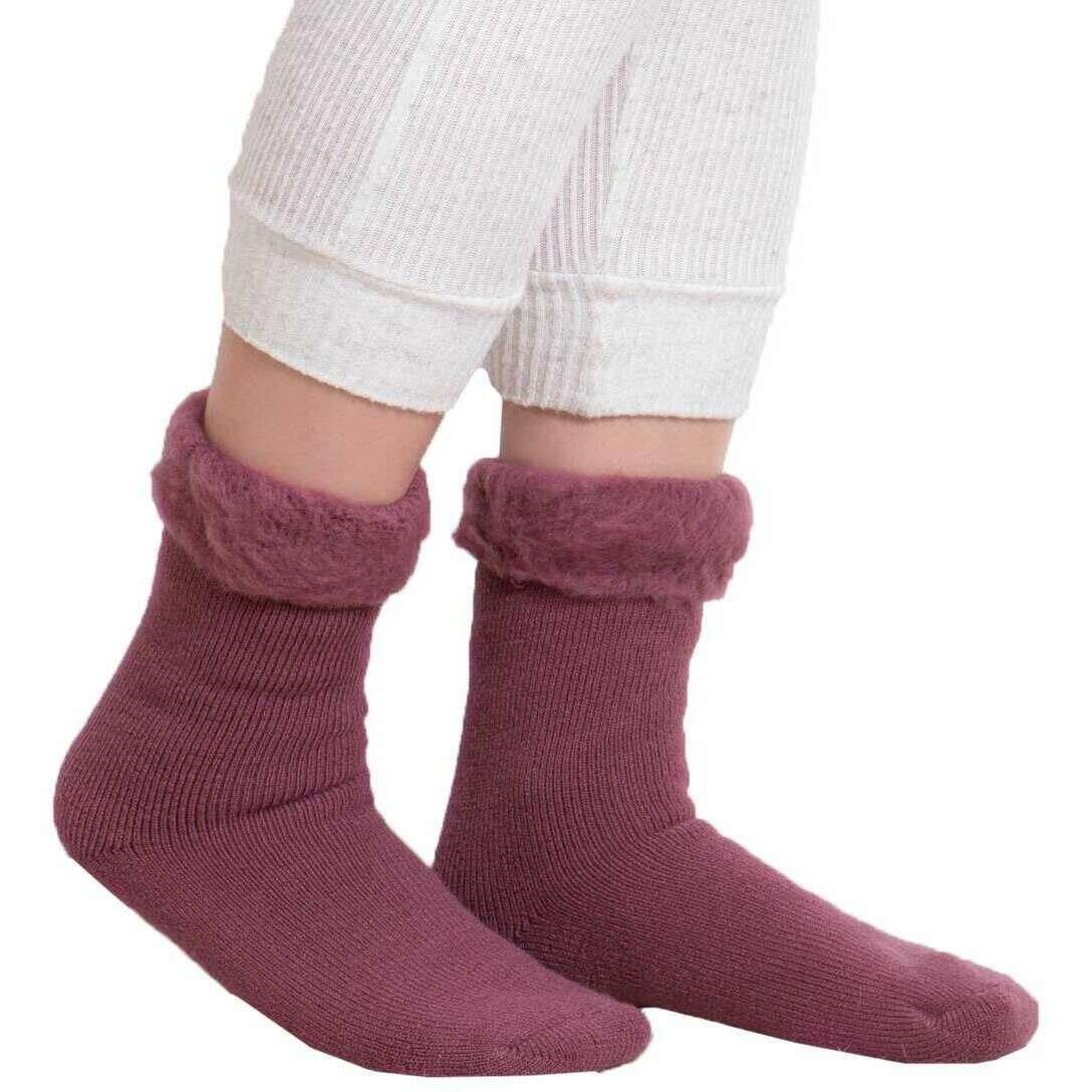 Totes Toasties Brushed Thermal Bed Socks - Berry Purple - Image 3