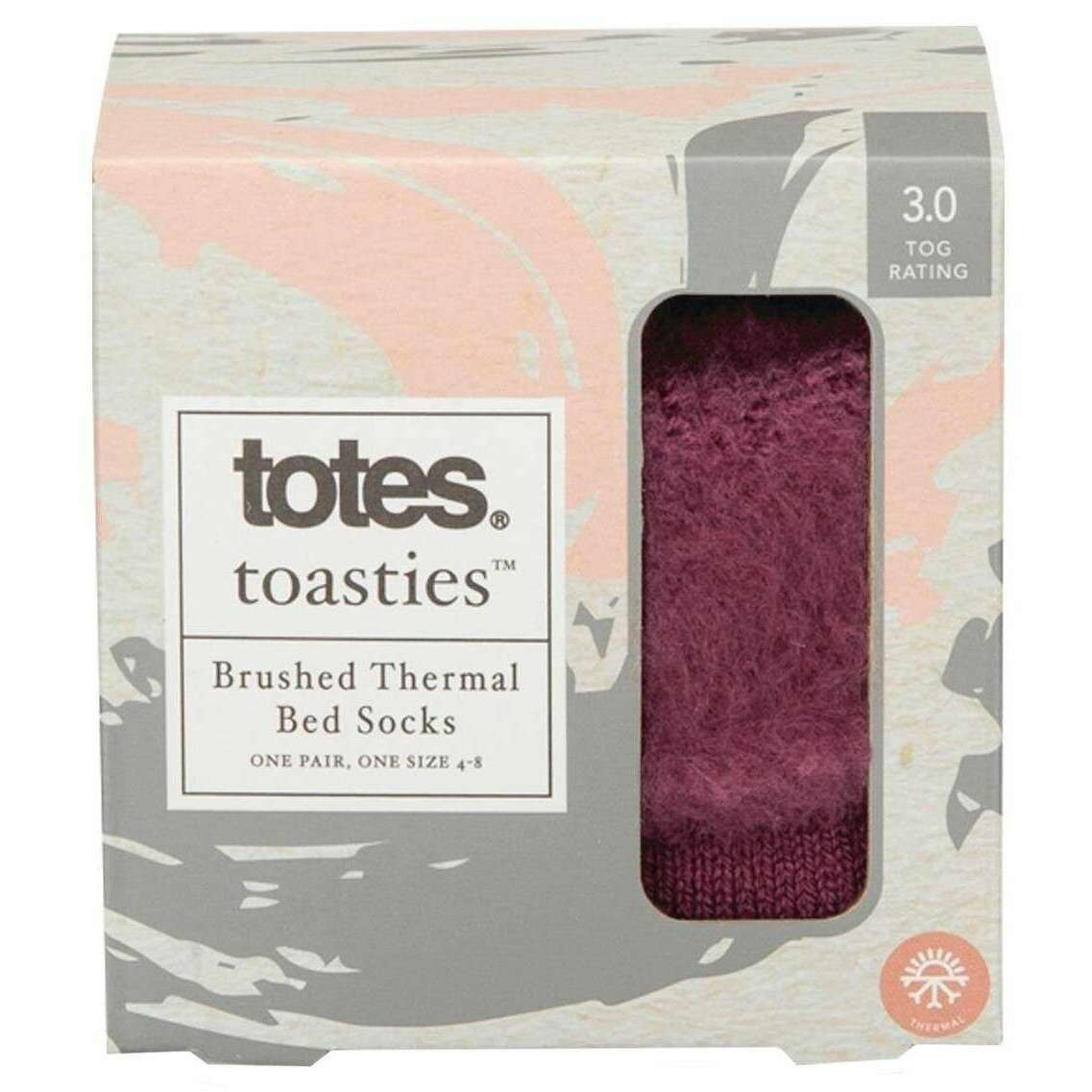 Totes Toasties Brushed Thermal Bed Socks - Berry Purple - Image 4