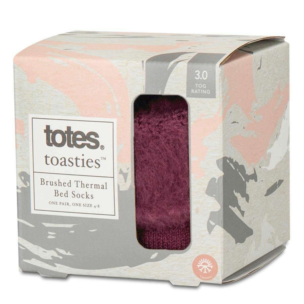 Totes Toasties Brushed Thermal Bed Socks - Berry Purple - Image 5