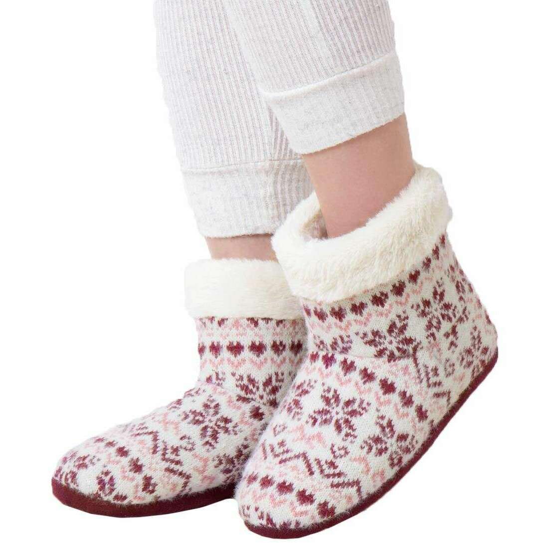 Totes Toasties Fair Isle Boot Slippers - Fairisle Purple - Image 6