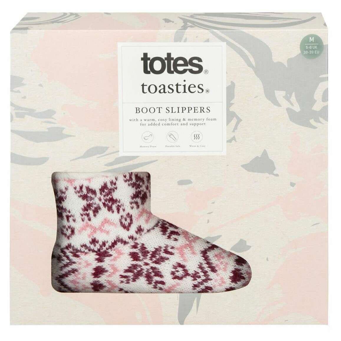 Totes Toasties Fair Isle Boot Slippers - Fairisle Purple - Image 7