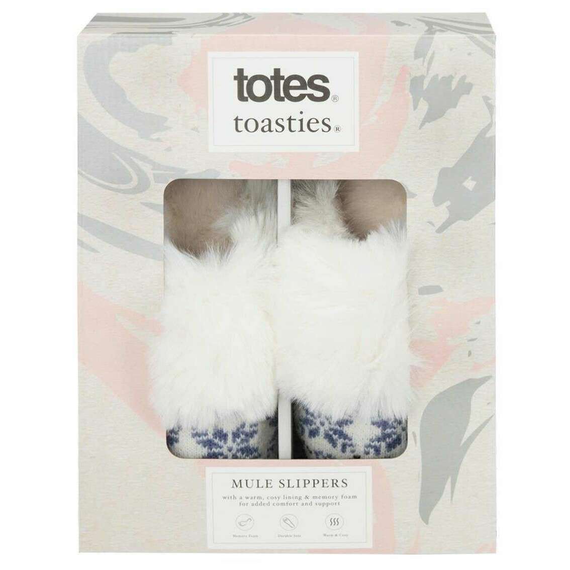 Totes Toasties Fair Isle Knit Mule Slippers - Blue - Image 7